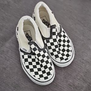 Vans Kids Black and White Checkered Slip-On Sneakers